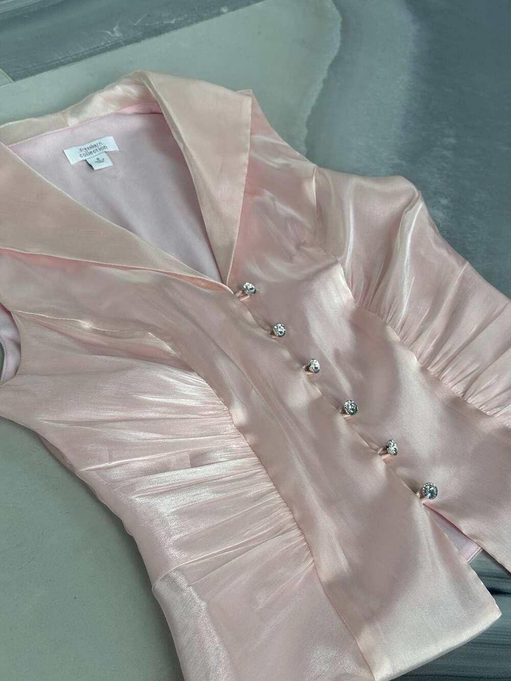 NWT Vintage Dressbarn Baby Pink Sexy Satin Sleeveless Blouse Size 8 - Picture 2 of 7